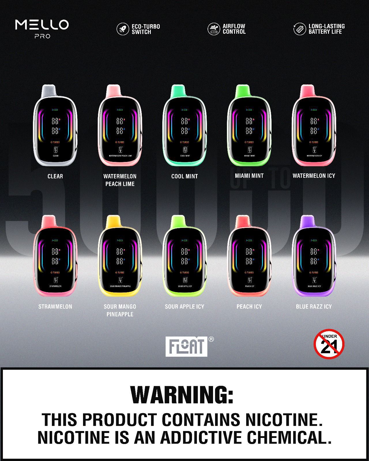 Vape With Multiple Flum Float Mello Pro 50K Disposable Vape 5% (50000 Puffs Salt Nic E-juice Australia Vape With Multiple Flum Float Mello Pro 50K Disposable Vape 5% (50000 Puffs Salt Nic E-juice Australia